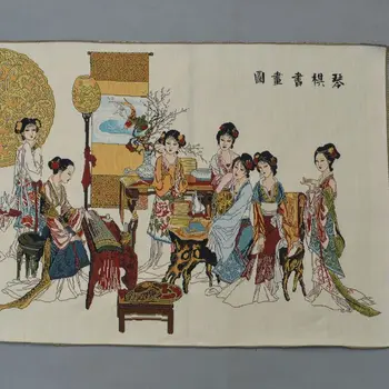 Naredite staro antično svilena vezenina lepe vezenine slikarstvo rdeče Qunfang devica Turchin šah in slikarstvo, kaligrafija Slike 2