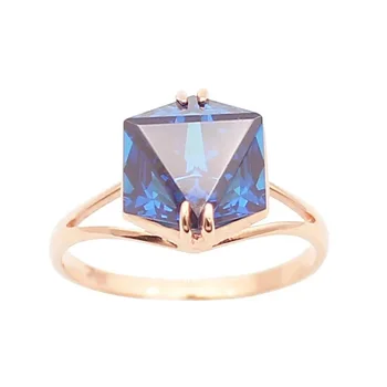 585 vijolična, zlato 14K zlato je povečal kristalno geometrijske safir poročni prstani za pare nov tri-dimenzionalni design high-end nakit Slike 1