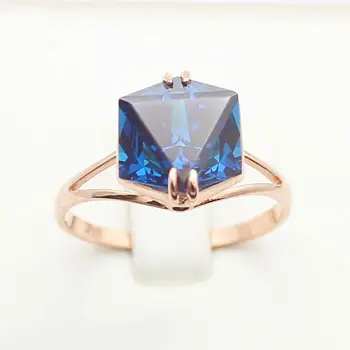 585 vijolična, zlato 14K zlato je povečal kristalno geometrijske safir poročni prstani za pare nov tri-dimenzionalni design high-end nakit Slike 4