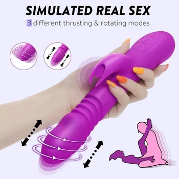 Thrusting Vibrator Rabbit Vibrator S 3 Močan Thrusting Intenzivnosti 9 Vibracije Načini Ogrevanja Za G-Spot Klitoris Stimulacije Sexo