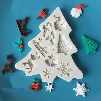 Božič DIY Silikonski Izmišljati Plesni Božično Drevo Santa Snežinka Plesni Čokolado Piškotek Sladkarije Peko Plesni Torto Dekoracijo Orodja Slike 0