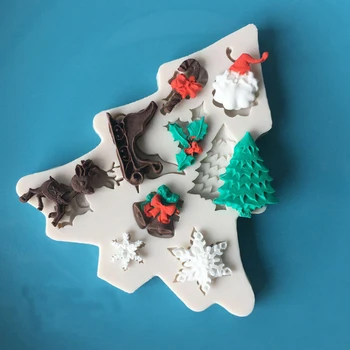 Božič DIY Silikonski Izmišljati Plesni Božično Drevo Santa Snežinka Plesni Čokolado Piškotek Sladkarije Peko Plesni Torto Dekoracijo Orodja Slike 3