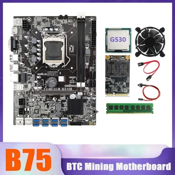 VROČE-B75 BTC Rudar Motherboard 8XUSB+G530 CPU+4G DDR3 1600Mhz RAM+MSATA SSD 128G+CPU Hladilni Ventilator+SATA Kabel+Switch Kabel Slike 2