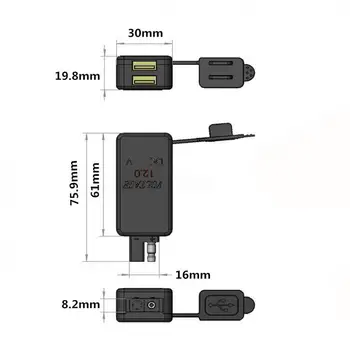 12V-24V 2.1 SAE Dvojno Avto, USB Kabel, Napajalnik, Nepremočljiva Dual Port Auto električno Vtičnico Pametni Telefon, Tablični računalnik GPS Polnilnik z Voltmeter Slike 5