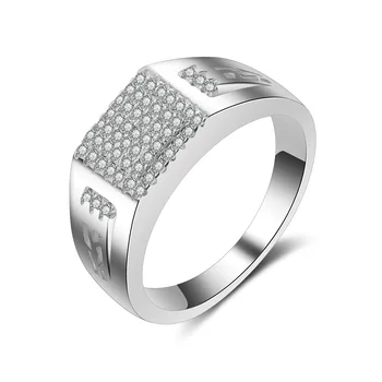 HOYON pravi diamant slogu obročka za moške mikro-sklop tesnila votlih olajšave novih moških širok obroč Srebrna Barva 925 VVS1 za moške poročno darilo