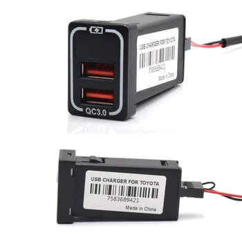 QC3.0 Hitro Polnjenje Vmesnik USB Vtičnico Avto Polnilec Adapter za LED Voltmeter Za TOYOTA Z kratkostična Zaščita 36W 12V 24V Slike 4