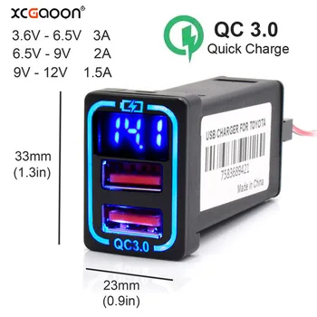 QC3.0 Hitro Polnjenje Vmesnik USB Vtičnico Avto Polnilec Adapter za LED Voltmeter Za TOYOTA Z kratkostična Zaščita 36W 12V 24V Slike 5