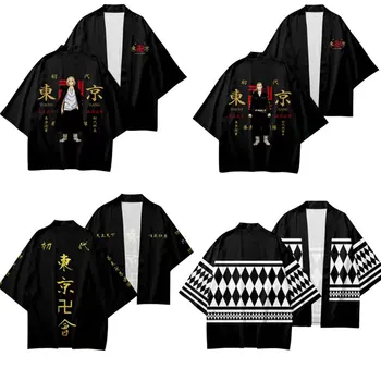 Anime Tokyo Avengers Cosplay T-shirt Plašč Draken Manji Banda za Poletje Haori Kimono Tee Moški Kratek rokav
