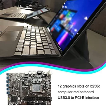 B250C 12 Kartico BTC Rudarstvo Matično ploščo+CPU Ventilator+Termalno Pasto+4G DDR4 RAM+SATA+Switch Kabel 12 USB3.0 LGA1151 DDR4 MSATA Slike 1