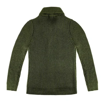 Visok ovratnik sweater moški vojske zeleno jopico sweater moški pulover plašč grobe volne zgostitev toplo priložnostne težka plašč zapenjanje vrh