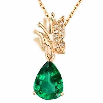Elegantno elegantno metulj zeleno kristalno smaragdno dragih kamnov diamanti obesek ogrlice za ženske dekle choker nakit, dragulji, opremo