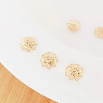 50 kosov bakra zavit 14K Zlato izdolbel cvet skp imetnik z biseri DIY ročno izdelan nakit zapestnica dodatki materiali