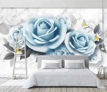 Sodobno minimalistično svežih cvetov rose TV Ozadje 3D Steno stensko Hotel Dnevna Soba Luksuzni Fotografijo za Ozadje