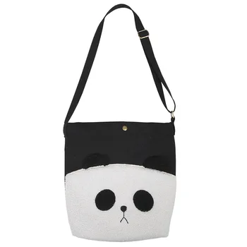 Velik obraz panda študent torba, velika zmogljivost platno torba messenger bag Slike 4