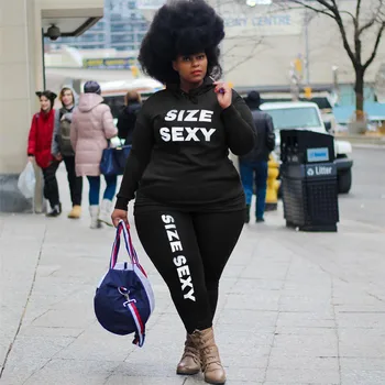 HAOOHU Hoodies Zimska Oblačila Sweatsuits za Ženske Plus Velikost Sweatpants Določa Trenirko Pismo Dva Kosa Obleke Mestnih Odhaja