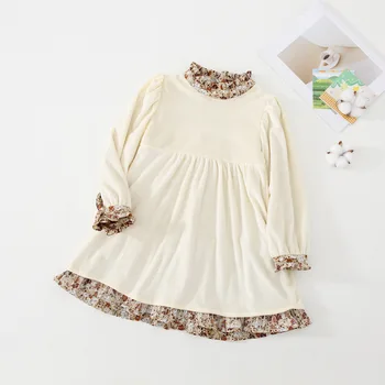 Jeseni Bombaž Lepe Češnje Natisnjeni Dolg Rokav Princesa Obleke za Dekleta, Otroci, Otroci, ki Izgubijo Otroci Priložnostne Obleke za Dekleta