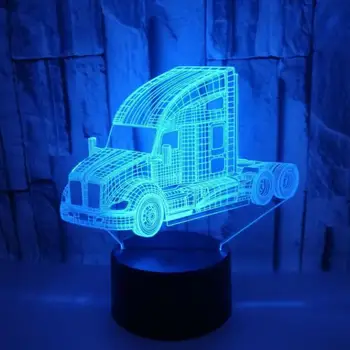 Ustvarjalne Tovornjak 3d Dotik Nočna Akril Usb 3d Majhne namizne Svetilke Remote touch USB in baterije za napajanje Led Nočna Lučka