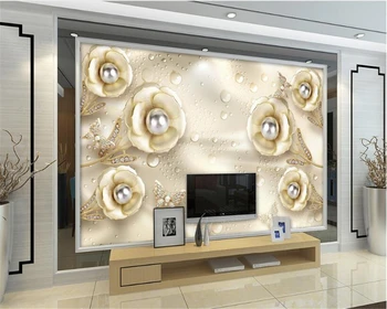Beibehang po Meri 3D ozadje, dnevna soba, spalnica freske Jane Evropske nakit vrtnice tridimenzionalni relief TV zidana fotografija