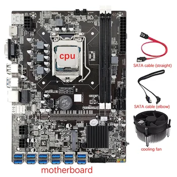 12 GPU B75 Rudarstvo matična plošča+PROCESOR+Kul Fan+2X SATA Kabel 12 USB3.0 Do PCIE1X Režo LGA1155 DDR3 SATA3.0 Za BTC/ETH Slike 3