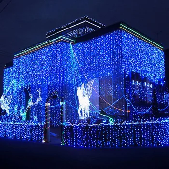 4M Ledenica Niz Luči LED Zavese Pravljice Božič 0,6 M Droop Dekor Za Zunanjo Vrtna Ulica Poroko, Novo Leto Garland Slike 2