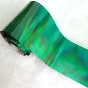 100cm Holografski Temno Zelena Lak za Prenos Folijo Aurora Učinek Nalepke za Nohte DIY Laser Nail Art Manikura Decal
