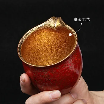 Ročno Izdelan Z Veliko Kapaciteto, Barve Pošteno Zlato Skodelico Čaja Pot Gilding Obrti Kung Fu Čaj Posoda Čaj Pokal Slike 3