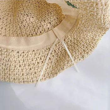 Bauhinia brand na zložljiv otrok slamnik ročno izdelane plaži klobuk luštna punca dekle pomlad in poletje slamnati klobuk, slamnik